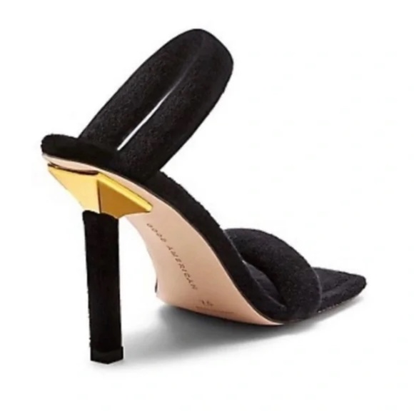 NEW Good American Women's Terry Slip On High Heel Sandals in Black - Picture 3 of 8